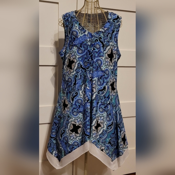 2 Pc Petite Attitudes by Renee High Low Tank W/ Mesh Trim & White Crop Pants- SP - Picture 2 of 10